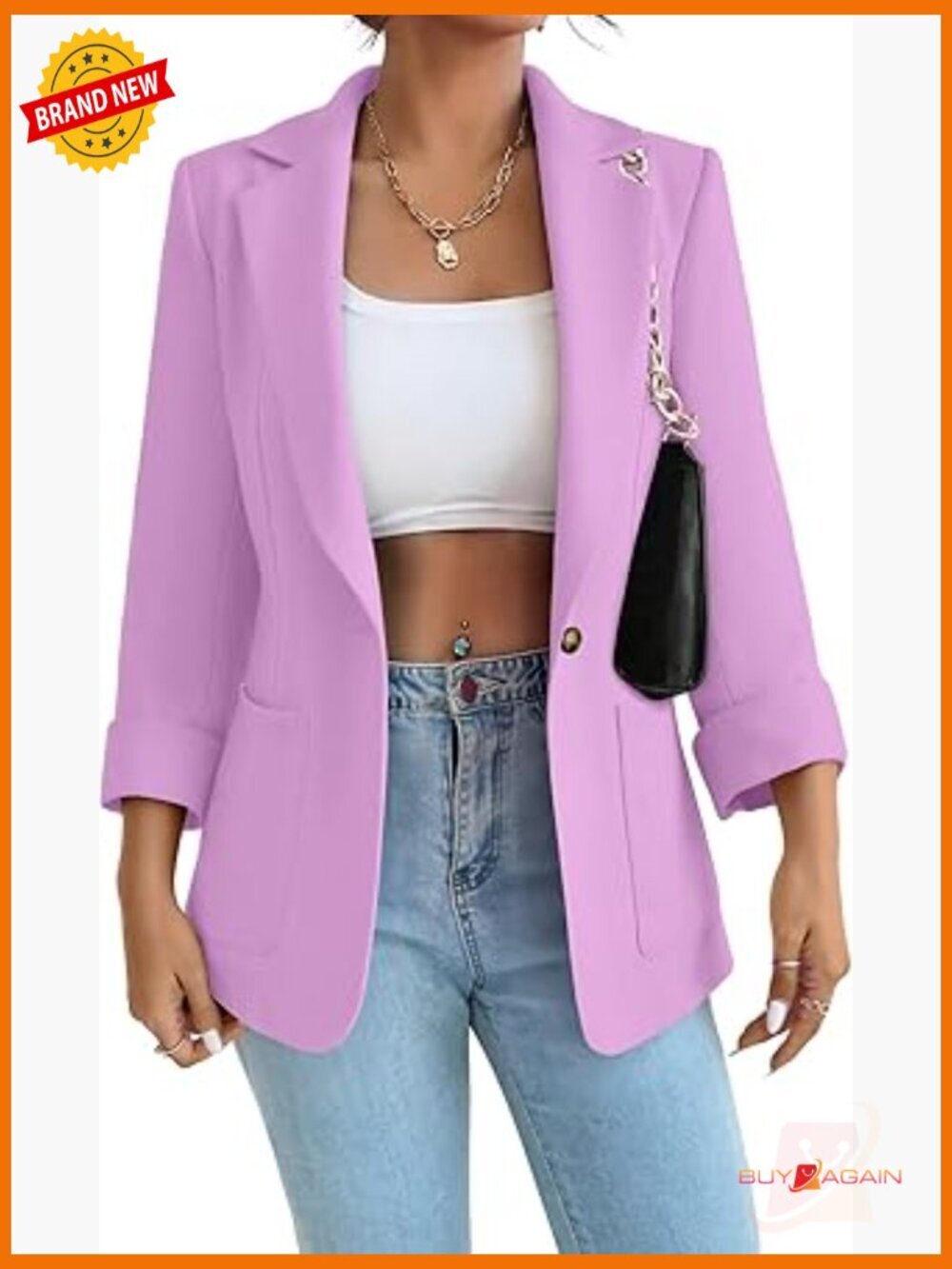 Women's Blazer Jacket Stretch Lapel Long Sleeve Notched Collar Casual Office